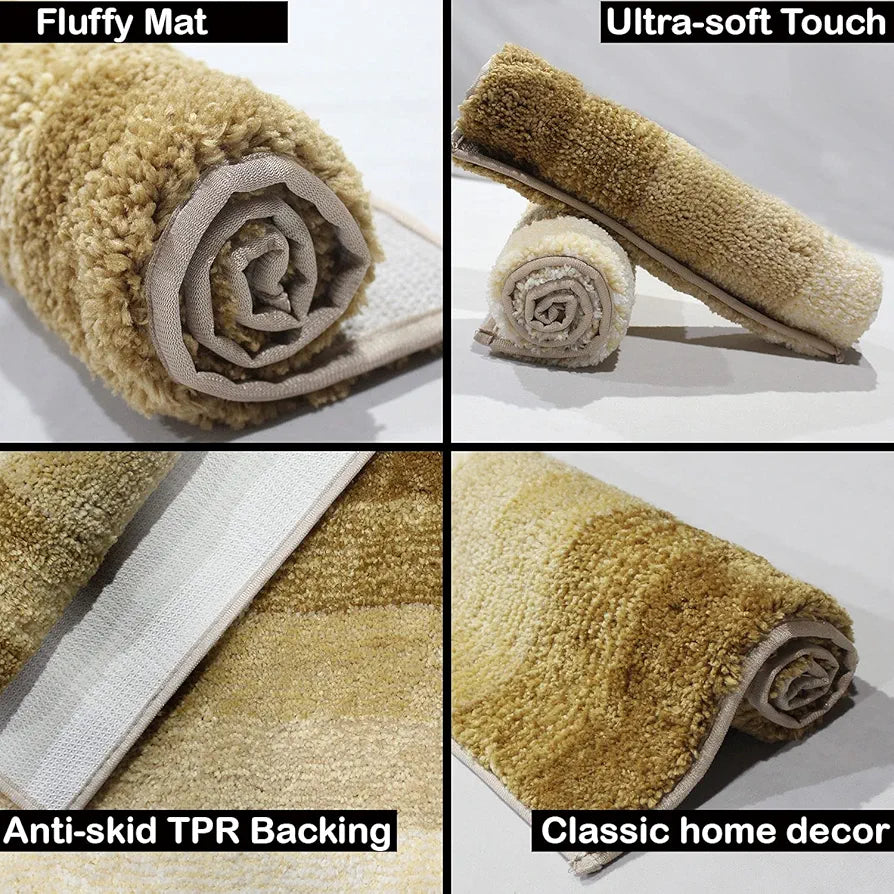 Luxe Home Super Soft Microfiber Bathroom Mat 40x60 cm Non-Slip Bath Mat for Home, Bedroom, and Living Room - Tabacco Pack of 2